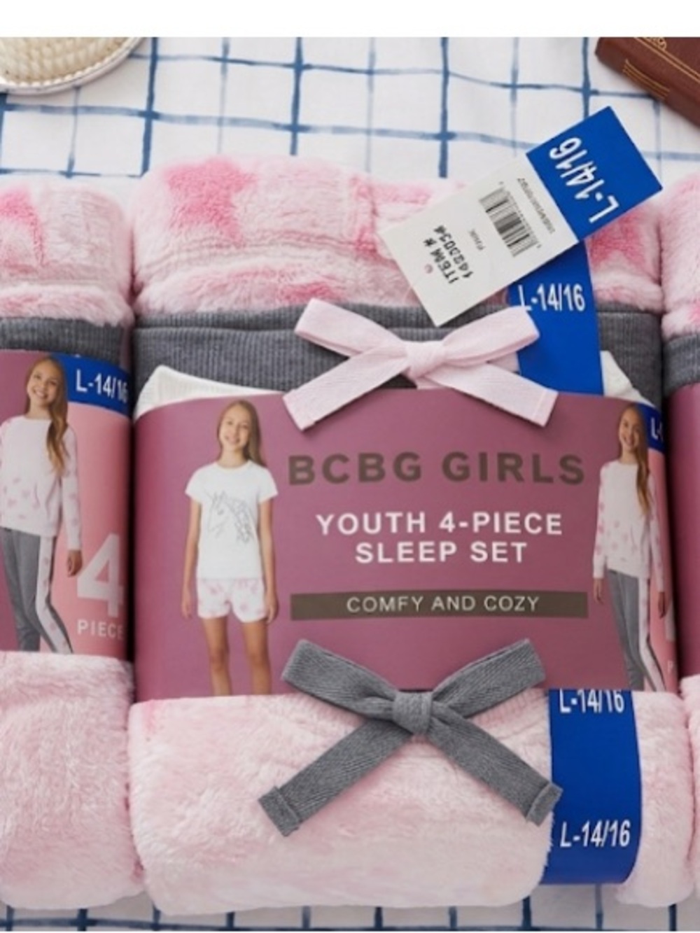 3 BCBG Girls Pink and Gray Youth 4-Piece Sleep Set
